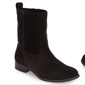 FRYE | Cara Short Black Suede Ankle Boots Pull On Women’s Size 6.5